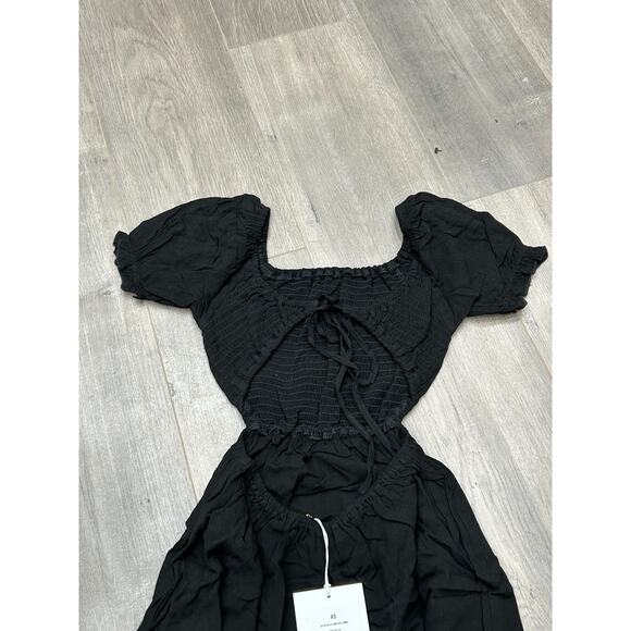 NWT Rachel Parcell Womens Black Wash Crepe Open Back Smocked Mini Dress Size XS - Picture 4 of 11